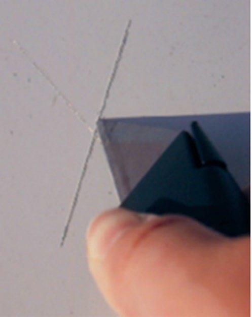 Figure 2. Adapted from ASTM D6677 knife adhesion testing procedure
